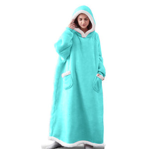 2023 Super Long Flannel Blanket with Sleeves Winter Hoodies Sweatshirt Women Men Pullover Fleece Giant TV Blanket Oversized New