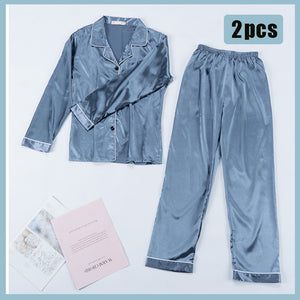 Pink Women&#39;s 7 Pieces Pajamas Sets Faux Silk Striped Pyjama Women Sleepwear Spring Summer Autumn Homewear Lounge Home Clothes