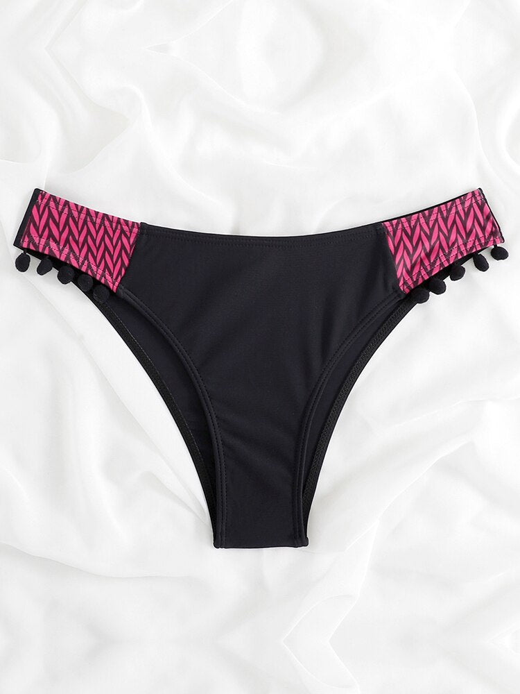 Bikini Bottoms Women&#39;s 2023 New Swimsuit High Waisted Bottom Solid Red Swimwear Thong Beachwear Brazilian Bathing Suit Summer