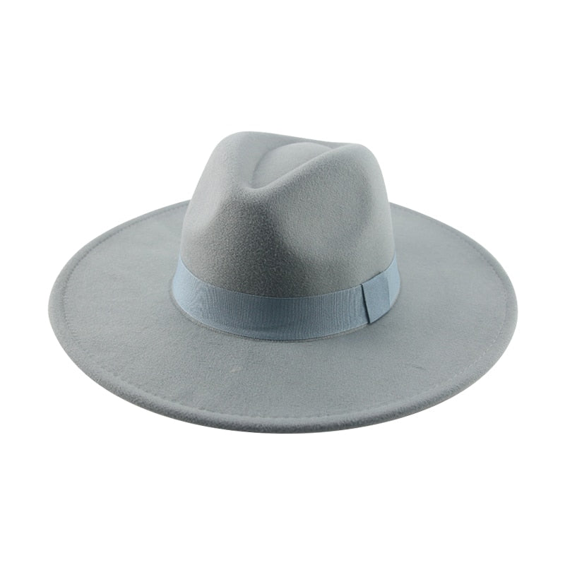 Fedora Hats for Women New 9.5cm Wide Brim Dress Men Caps Felted Hat Panama Church Wedding Ribbon Band Men Hat Sombreros De Mujer