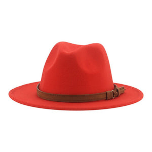 Fedora Hats for Women Men Wide Brim Solid Women Hats Band Belt Classic Formal Dress Khaki Black Winter Hats Sombreros De Mujer