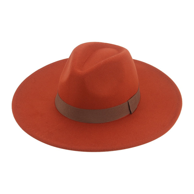 Fedora Hats for Women New 9.5cm Wide Brim Dress Men Caps Felted Hat Panama Church Wedding Ribbon Band Men Hat Sombreros De Mujer
