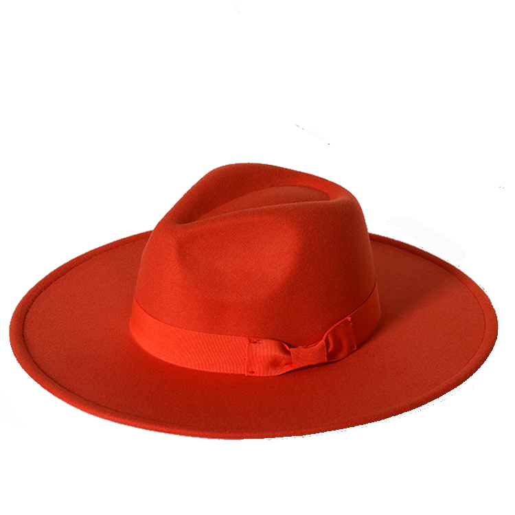 New color Fedora winter hat top concave-convex water drop 9.5cm brim male and female felt jazz watermelon red шляпа женская