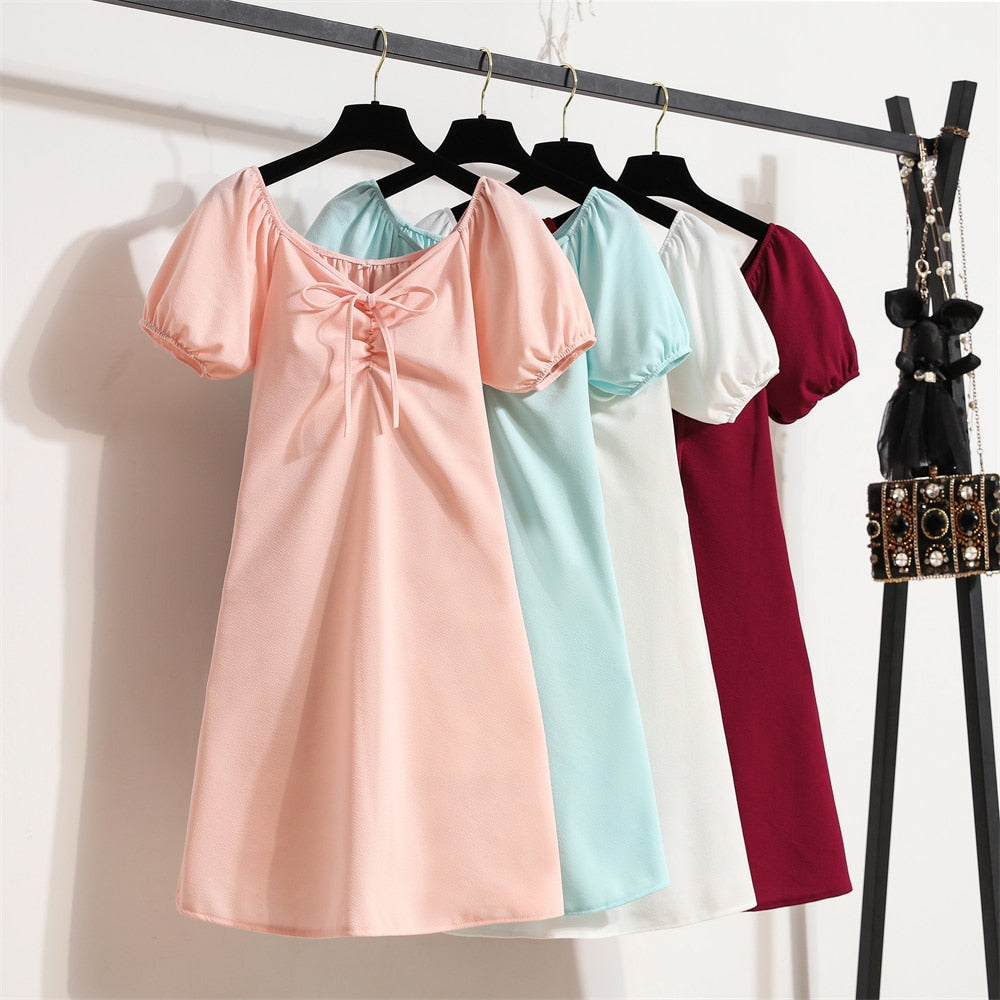 Women&#39;s Mini Sexy Dresses Summer Beach Floral Printed Shirring Pleated Elegant Short Puffy Sleeve Dress Korea Female Vestidos