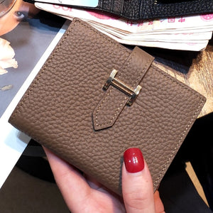GENUINE LEATHER Women&#39;s Wallet Men Rfid Small Ultra-thin Coin Wallet Short Design Small Wallet Purses Woman(no Logo)