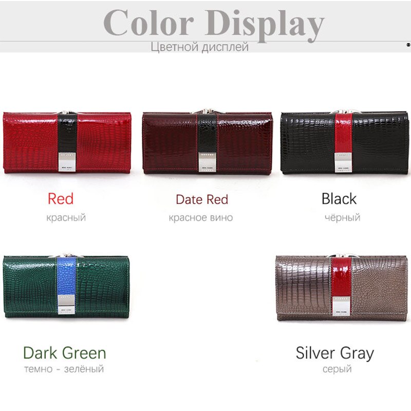 Free Gift 2022 New Diamonds Women&#39;s Patent Leather Wallet Long Fashion Patchwork Money Bag Ladies Purse Card Holder AE207-1