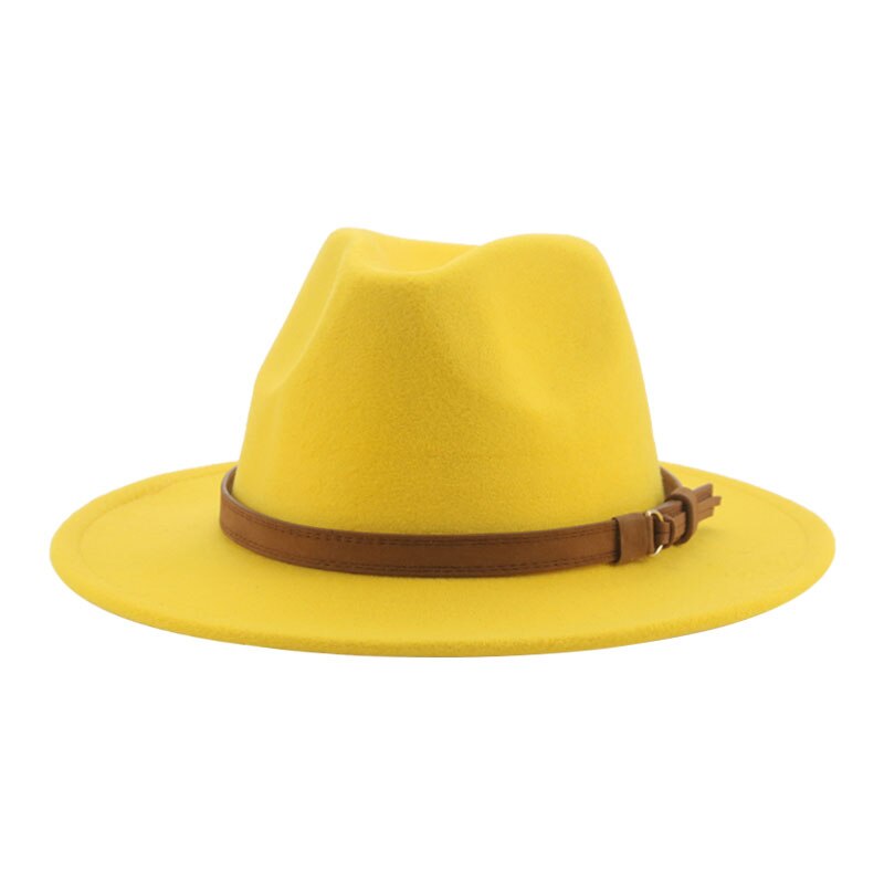 Fedora Hats for Women Men Wide Brim Solid Women Hats Band Belt Classic Formal Dress Khaki Black Winter Hats Sombreros De Mujer