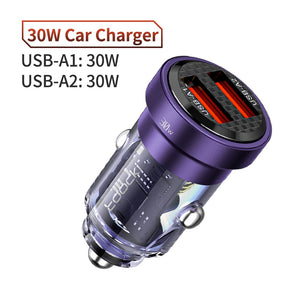 Toocki Type C Car Charger 45W Quick Charge4.0 QC3.0 SCP 5A PD Fast Charging USB C Car Phone Charger For iPhone Xiaomi Samsung