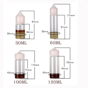 50PCS 30ml 60ml 100ml 120ml Empty Plastic PET Transparent Dropper Bottles E Liquid Vape Juice Bottle with Translucent White Caps