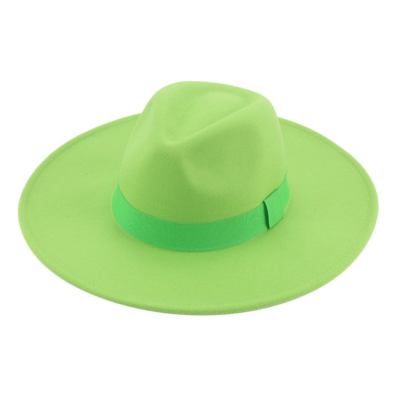 Fedora Hats for Women New 9.5cm Wide Brim Dress Men Caps Felted Hat Panama Church Wedding Ribbon Band Men Hat Sombreros De Mujer