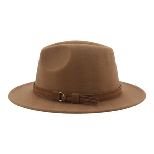 Fedora Hats for Women Men Wide Brim Solid Women Hats Band Belt Classic Formal Dress Khaki Black Winter Hats Sombreros De Mujer