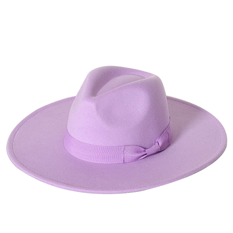 New color Fedora winter hat top concave-convex water drop 9.5cm brim male and female felt jazz watermelon red шляпа женская