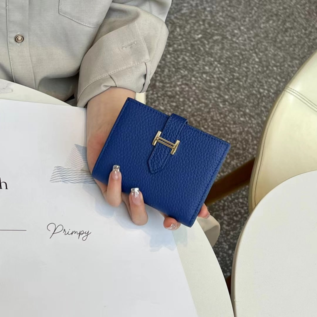 GENUINE LEATHER Women&#39;s Wallet Men Rfid Small Ultra-thin Coin Wallet Short Design Small Wallet Purses Woman(no Logo)