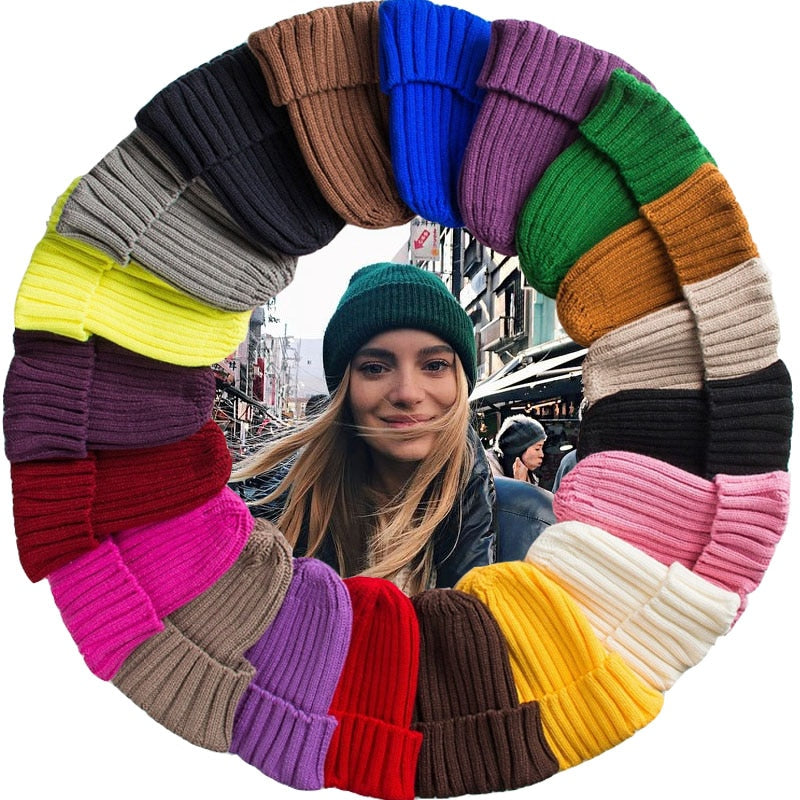 Unisex Hat Cotton Blends Solid Warm Soft HIP HOP Knitted Hats Men Winter Caps Women&#39;s Skullies Beanies For Girl Wholesale шляпа
