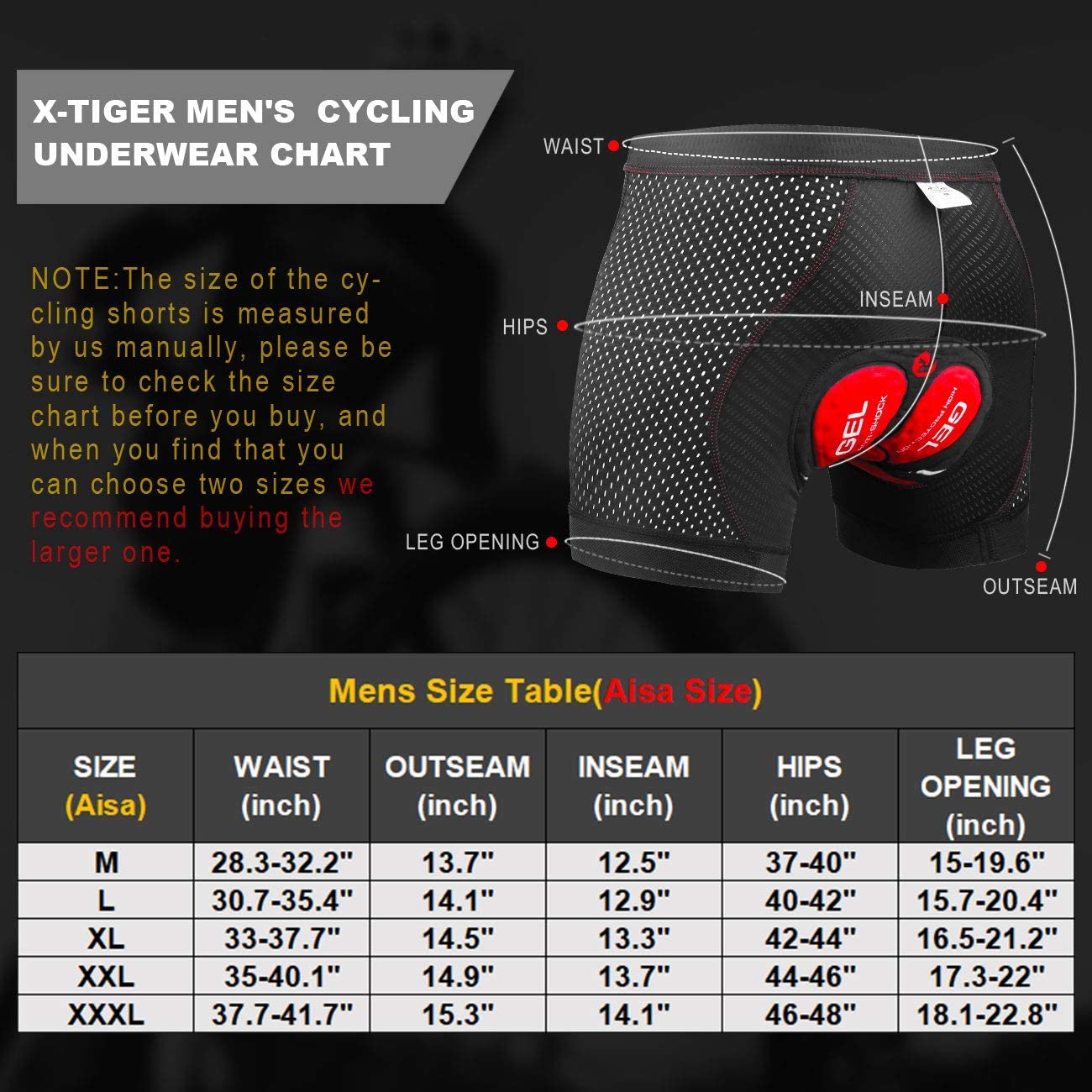 Men Cycling Shorts GEL Pad Breathable Mesh Cycling Underwear Shockproof Bicycle Underpant