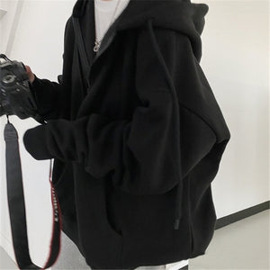 Hip Hop Zip Up Hoodie Vintage Star Patch Cotton Loose Sweatshirt Jacket Harajuku Gothic Long Sleeve Women Sweatshirt Y2k Clothes