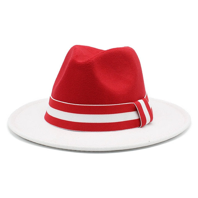 men fedora unisex solid color fedora hat women&#39;s 21-color wide brim jazz top hat autumn winter British retro Panama hat