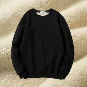 Men Winter Fleece Thickened Sweatshirts Male Retro Casual O-neck Long Sleeve Hoodie Tops 2022 Solid Basic Warm Loose Pullovers