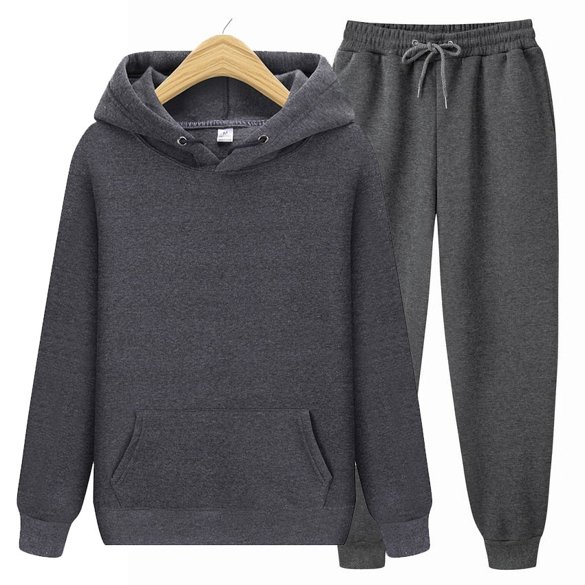 2022 new Men's ladies casual wear suit sportswear suit solid color pullover + pants suit autumn and winter fashion suit