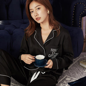 Pajamas 2022 spring and summer new simple fashion 3D digital positioning printing short-sleeved trousers women&#39;s pajamas set