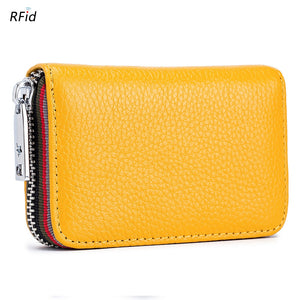 2023 New Fashion Women&#39;s Card Bag Genuine Leather Men Credit Card Holder Rfid Wallet Female Change Organizer Small Purse Zipper