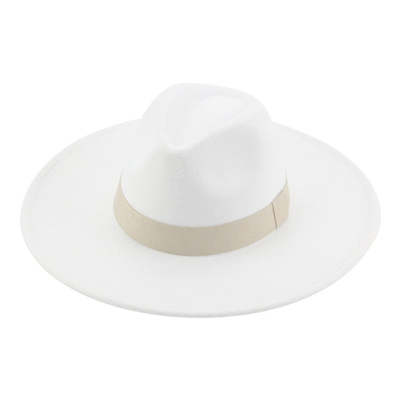Fedora Hats for Women New 9.5cm Wide Brim Dress Men Caps Felted Hat Panama Church Wedding Ribbon Band Men Hat Sombreros De Mujer
