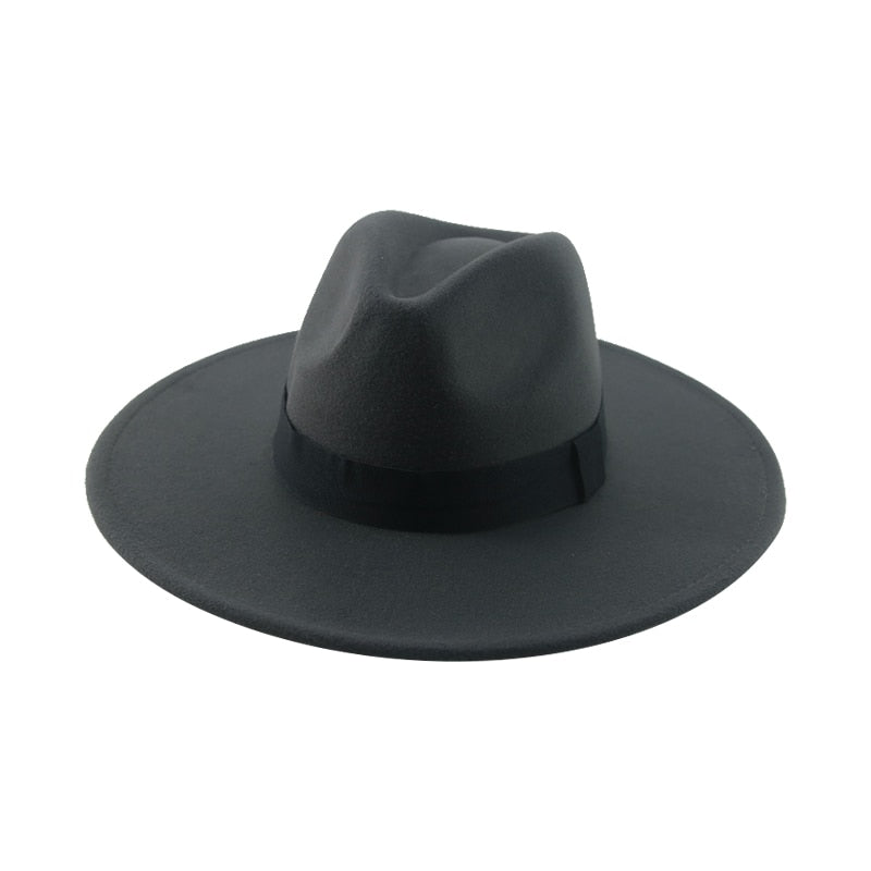 Fedora Hats for Women New 9.5cm Wide Brim Dress Men Caps Felted Hat Panama Church Wedding Ribbon Band Men Hat Sombreros De Mujer