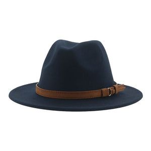 Fedora Hats for Women Men Wide Brim Solid Women Hats Band Belt Classic Formal Dress Khaki Black Winter Hats Sombreros De Mujer