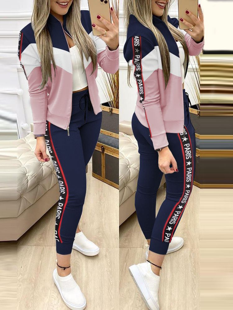 2022 Women Two Piece Set Outfits Autumn Women's Tracksuit Zipper Top And Pants Casual Sport Suit Winter 2 Piece Woman Set