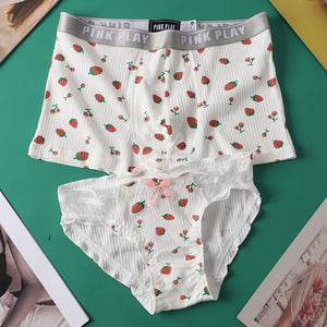 Cute Couple Underwear Set Men Boxer Shorts Loli Lace Panties Thread Cotton Panty Panties Cozy Lingerie Lovers Underwear Lingerie