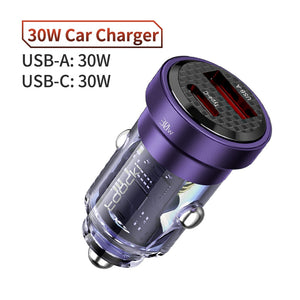 Toocki Type C Car Charger 45W Quick Charge4.0 QC3.0 SCP 5A PD Fast Charging USB C Car Phone Charger For iPhone Xiaomi Samsung