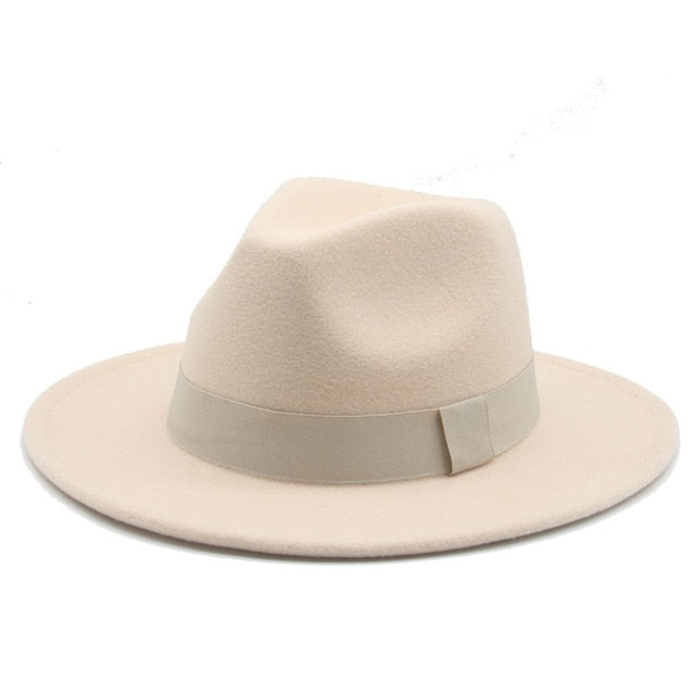 Fedora Hats for Women New 9.5cm Wide Brim Dress Men Caps Felted Hat Panama Church Wedding Ribbon Band Men Hat Sombreros De Mujer