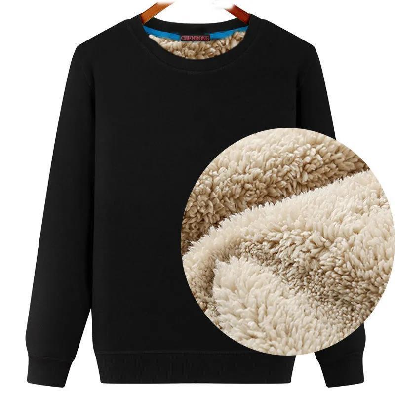 Men Winter Fleece Thickened Sweatshirts Male Retro Casual O-neck Long Sleeve Hoodie Tops 2022 Solid Basic Warm Loose Pullovers