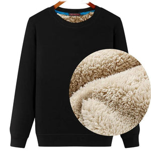 Men Winter Fleece Thickened Sweatshirts Male Retro Casual O-neck Long Sleeve Hoodie Tops 2022 Solid Basic Warm Loose Pullovers