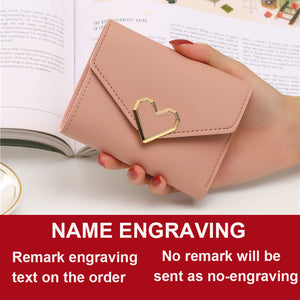 2022 New Short Women Wallets Free Name Engraving Kpop Heart-Shaped Cute Small Women&#39;s Wallet PU Leather Slim Simple Female Purse