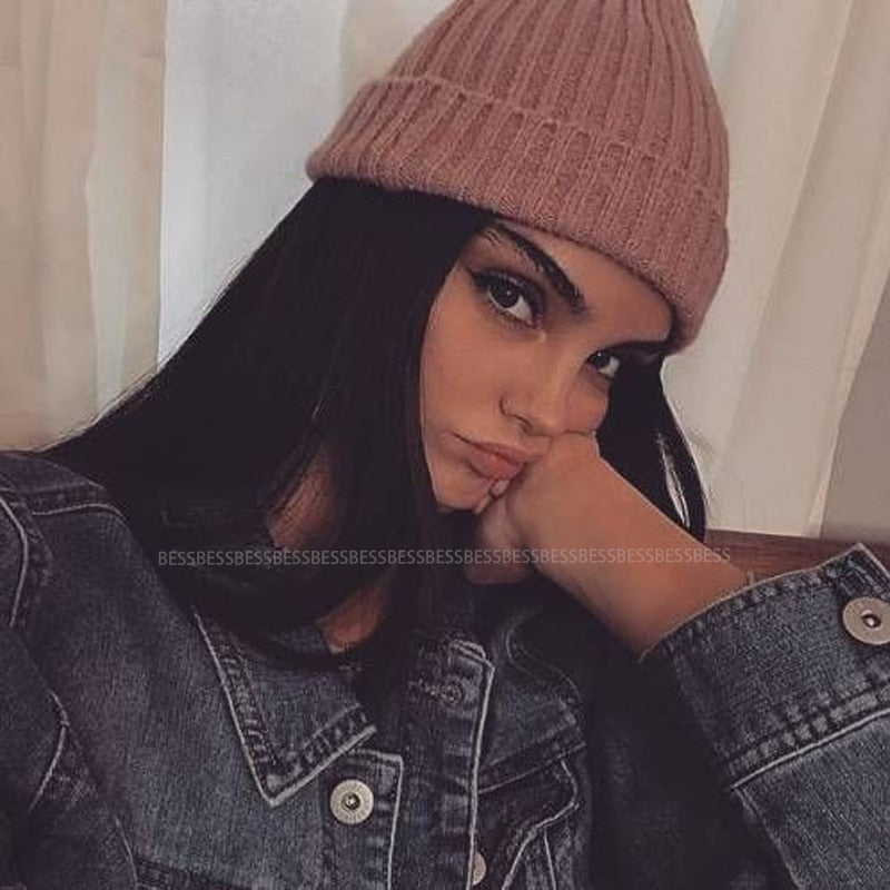 Unisex Hat Cotton Blends Solid Warm Soft HIP HOP Knitted Hats Men Winter Caps Women&#39;s Skullies Beanies For Girl Wholesale шляпа