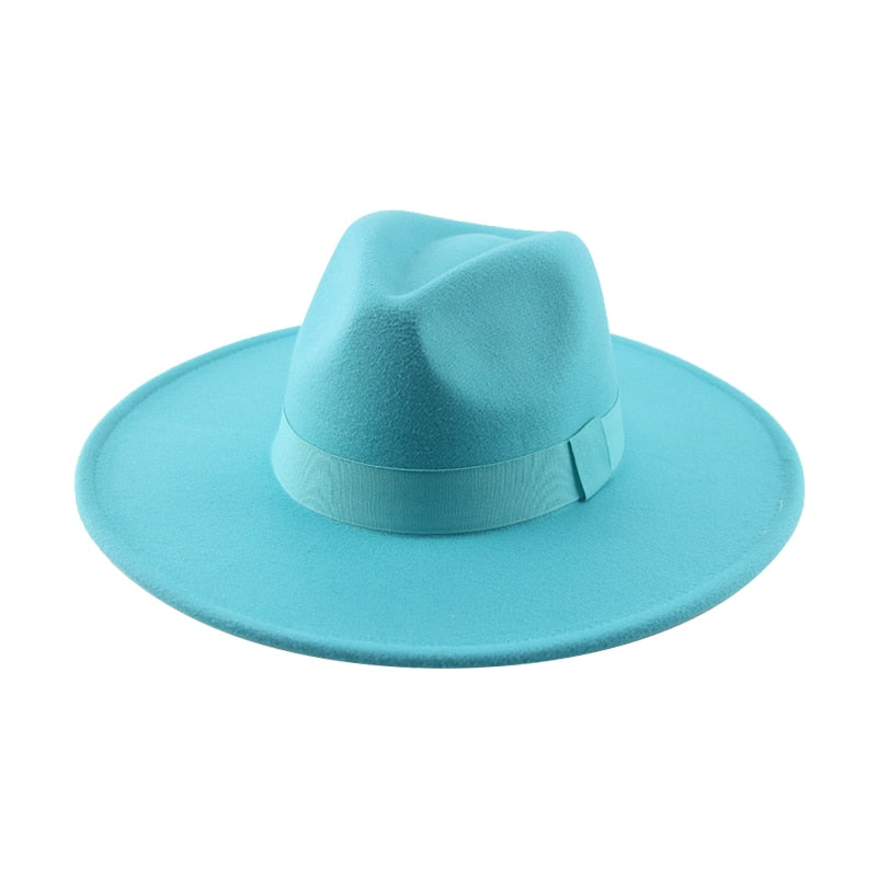Fedora Hats for Women New 9.5cm Wide Brim Dress Men Caps Felted Hat Panama Church Wedding Ribbon Band Men Hat Sombreros De Mujer