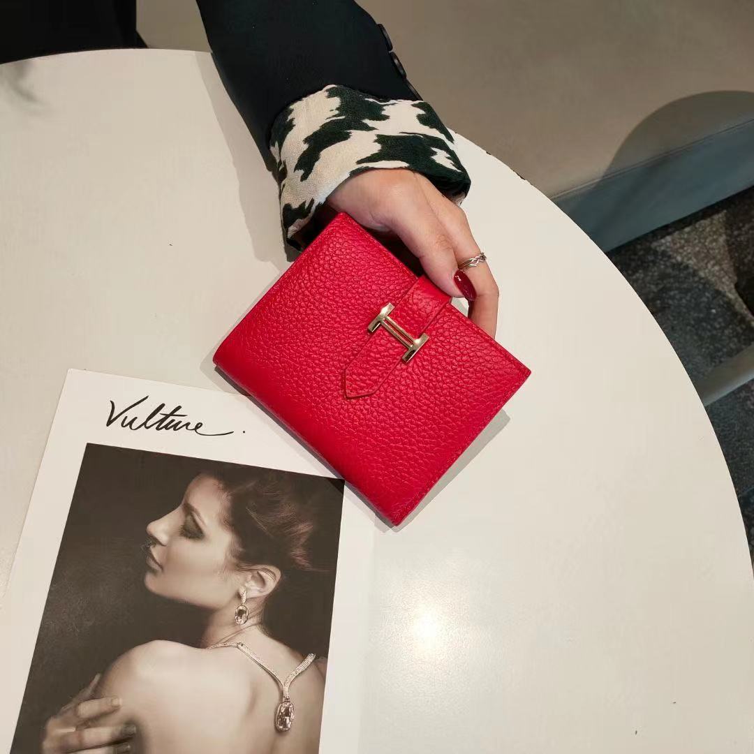 GENUINE LEATHER Women&#39;s Wallet Men Rfid Small Ultra-thin Coin Wallet Short Design Small Wallet Purses Woman(no Logo)