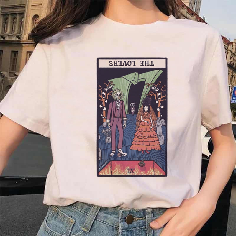 Women&#39;s Tarot Card Flower Funny Time Ladies Cartoon Fashion Short Sleeve Summer Printed T-shirt Women&#39;s T-shirt Top Pattern.
