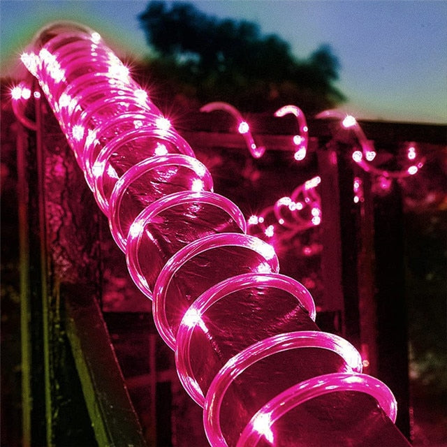 32m Solar Powered Rope Strip Lights Waterproof Tube Rope Garland Fairy Light Strings for Outdoor Indoor Garden Christmas Decor