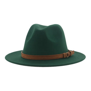 Fedora Hats for Women Men Wide Brim Solid Women Hats Band Belt Classic Formal Dress Khaki Black Winter Hats Sombreros De Mujer