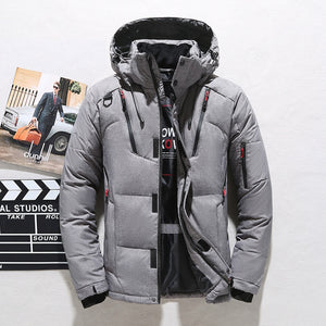 Men&#39;s White Duck Down Jacket Warm Hooded Thick Puffer Jacket Coat Male Casual High Quality Overcoat Thermal Winter Parka Men
