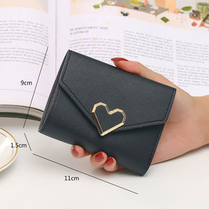 2022 New Short Women Wallets Free Name Engraving Kpop Heart-Shaped Cute Small Women&#39;s Wallet PU Leather Slim Simple Female Purse