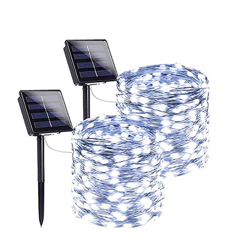 Outdoor LED Solar Fairy String Lights Waterproof Garden Decoration Garland 8Modes Copper Wire Light For Street Patio Christmas