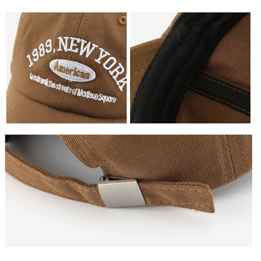 Men and Woman&#39;s Baseball Caps Adjustable Casual Embroidered 1989 New York American Cotton Sun Hats Unisex Solid Color Visor Hats