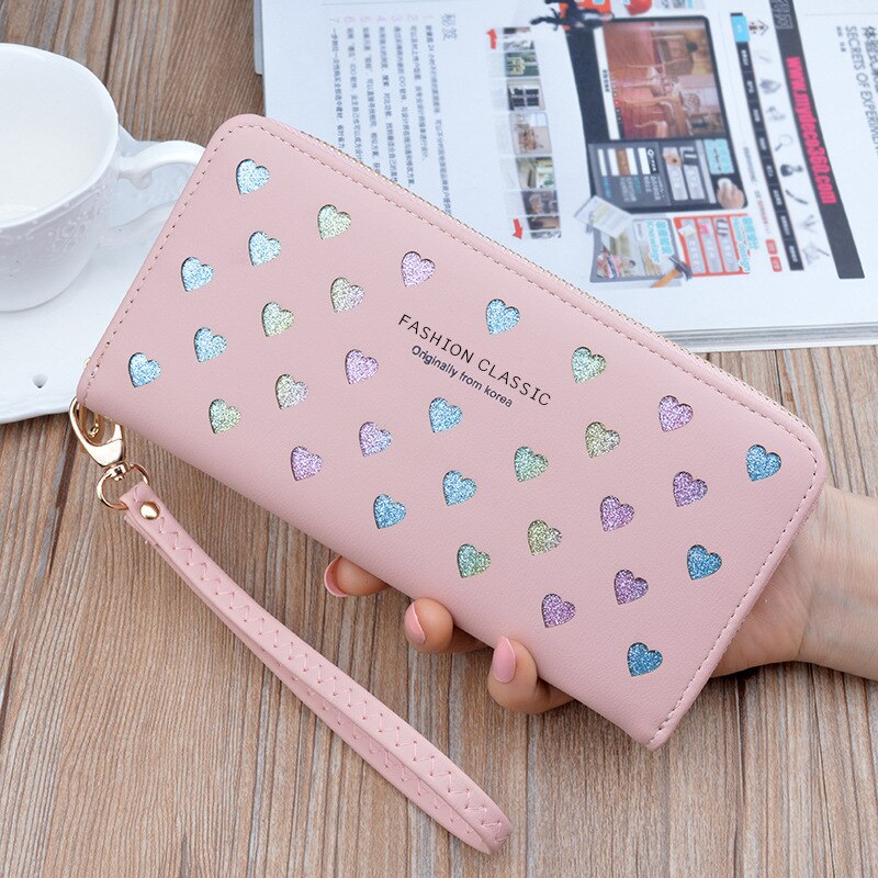 Women&#39;s Brand Clutch Purse Ladies Money Wallet for Women&#39;s Clutch Bag Slim FeMale Wallet Card Holder Uneven Wallets Made Leather