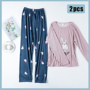 Pink Women&#39;s 7 Pieces Pajamas Sets Faux Silk Striped Pyjama Women Sleepwear Spring Summer Autumn Homewear Lounge Home Clothes