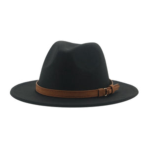 Fedora Hats for Women Men Wide Brim Solid Women Hats Band Belt Classic Formal Dress Khaki Black Winter Hats Sombreros De Mujer