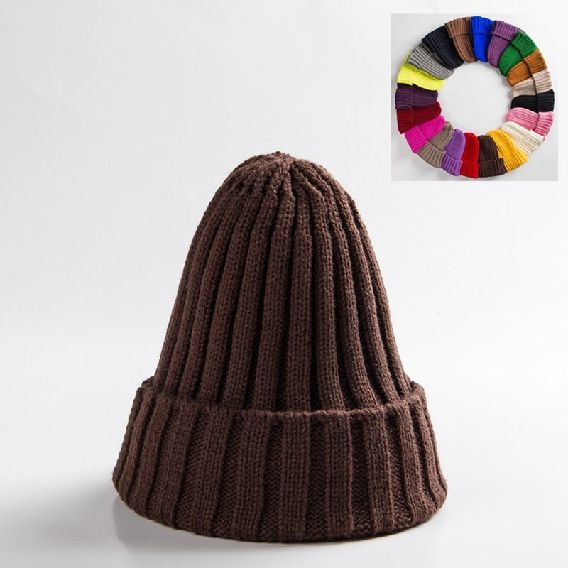 Unisex Hat Cotton Blends Solid Warm Soft HIP HOP Knitted Hats Men Winter Caps Women&#39;s Skullies Beanies For Girl Wholesale шляпа