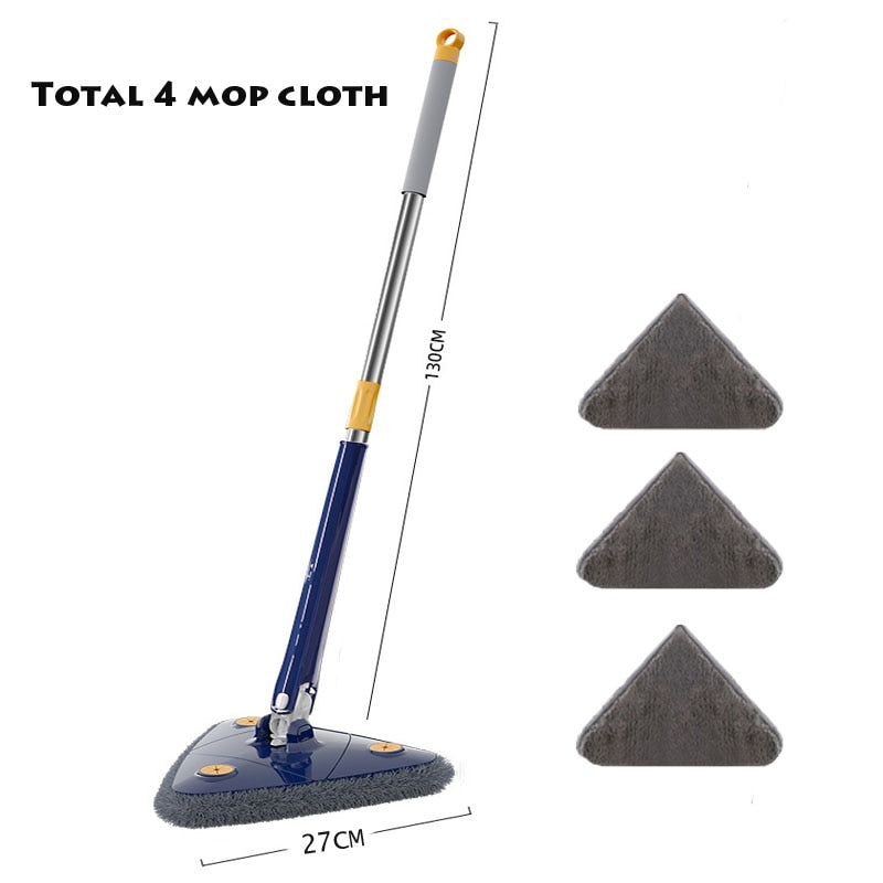Triangle 360 Cleaning Mop Telescopic Household Ceiling Cleaning Brush Tool Self-draining To Clean Tiles and Walls